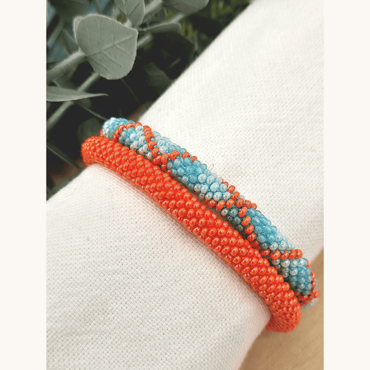 Nepalesisches Armband DUO – Orange & Tuerkis