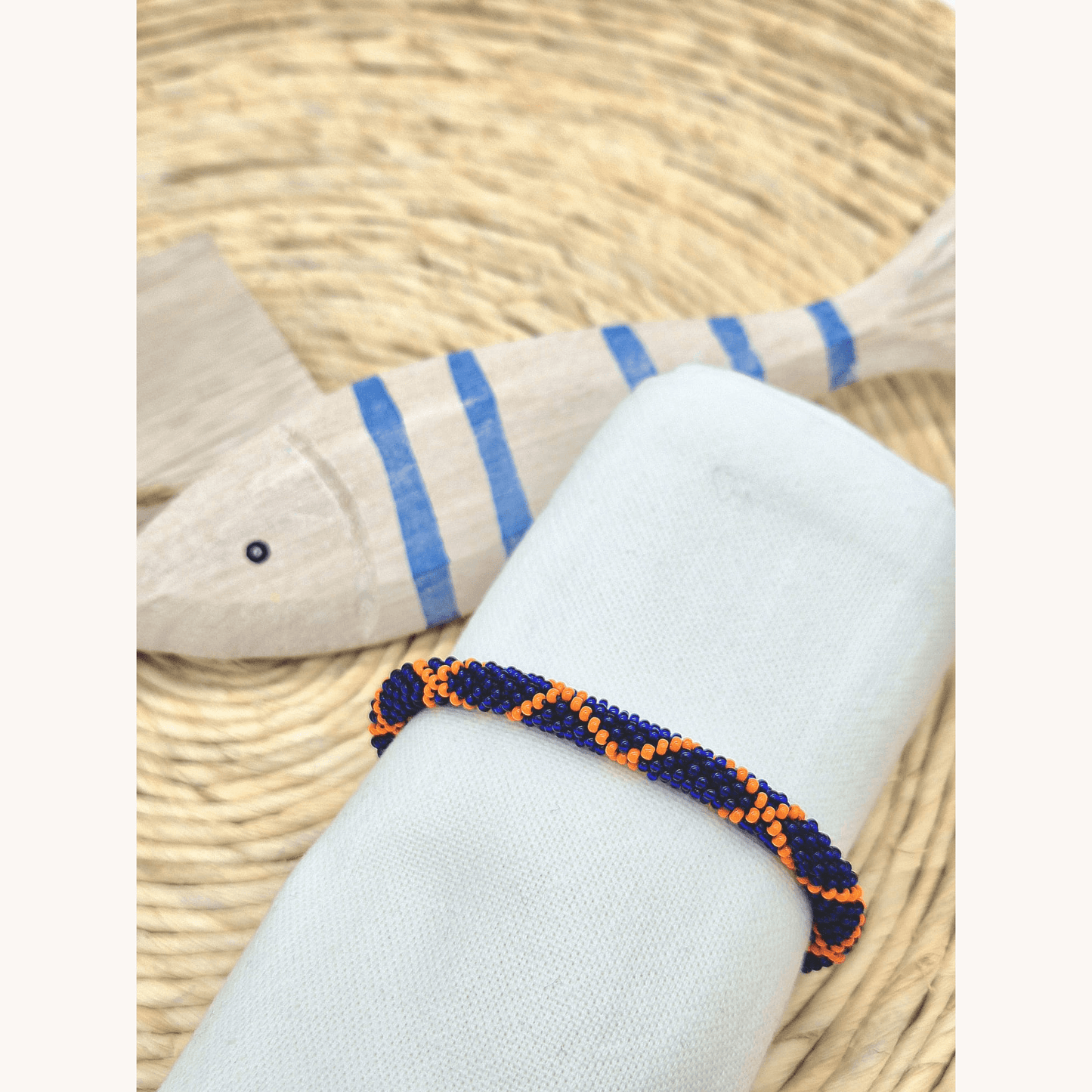 Nepalesisches Herrenarmband – Navy Orange