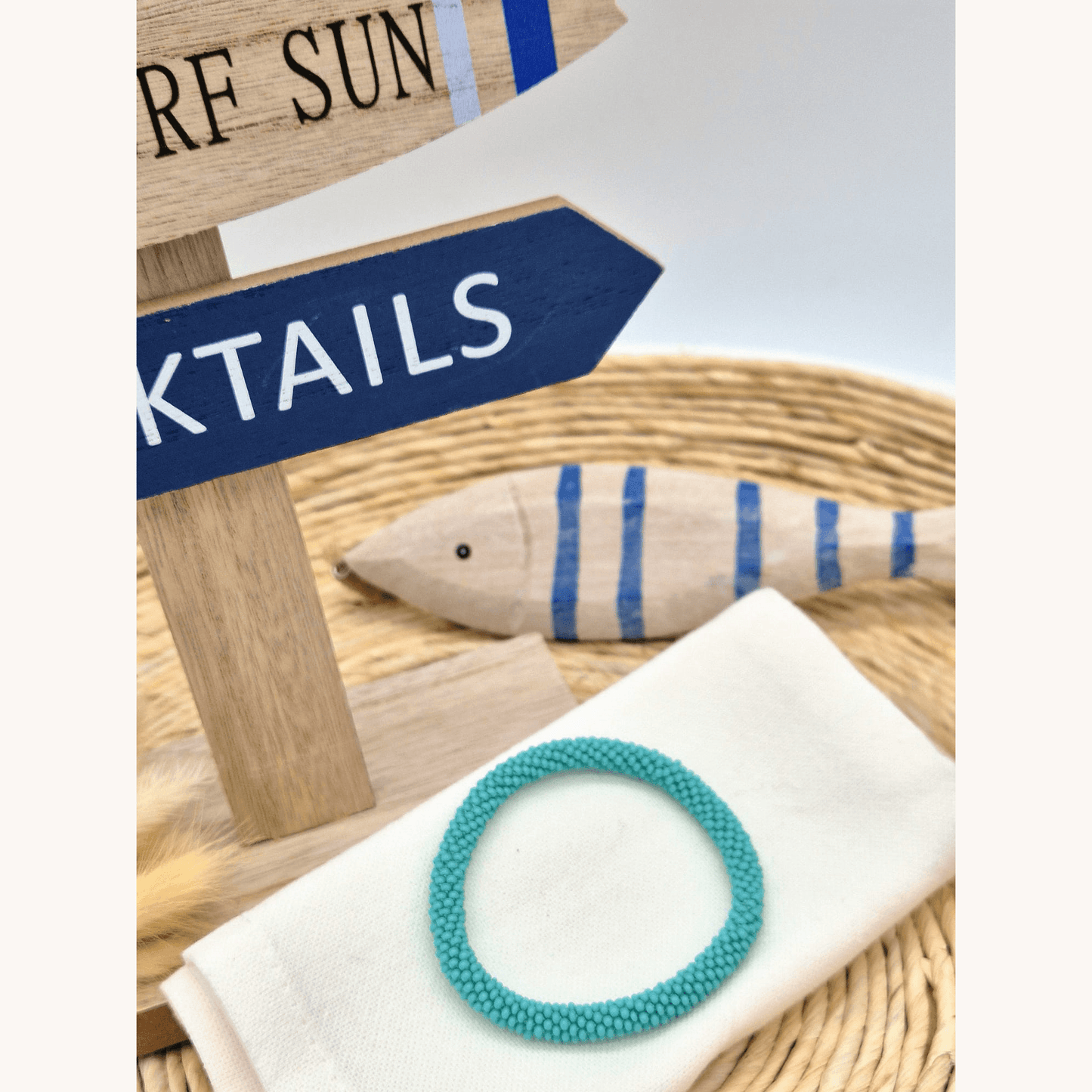 Nepalesisches Herrenarmband – Türkis