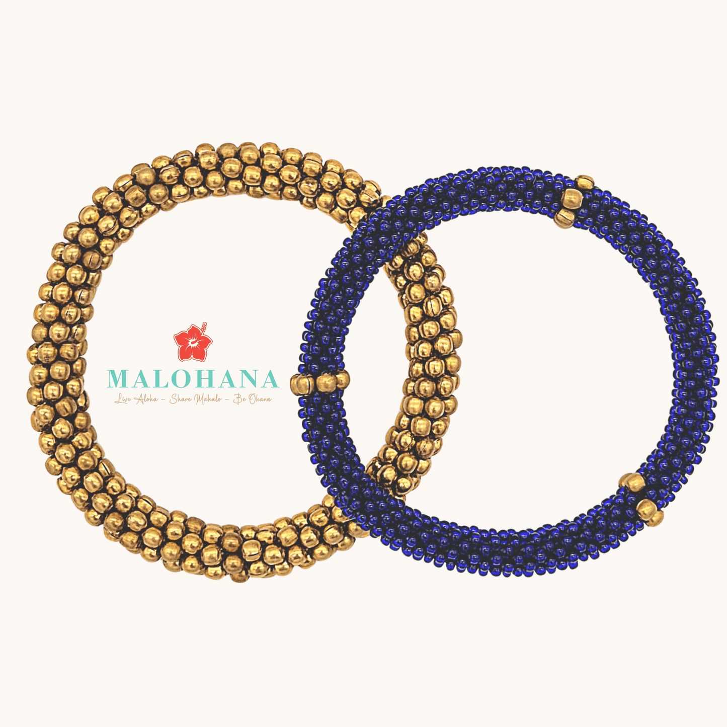 Nepalesisches Armband DUO – Gold & Blau