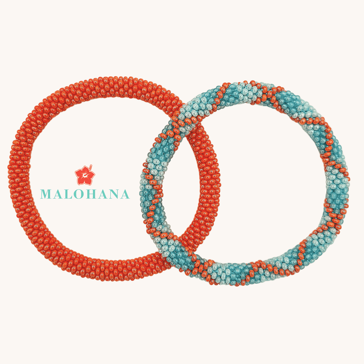 Nepalesisches Armband DUO – Orange & Tuerkis