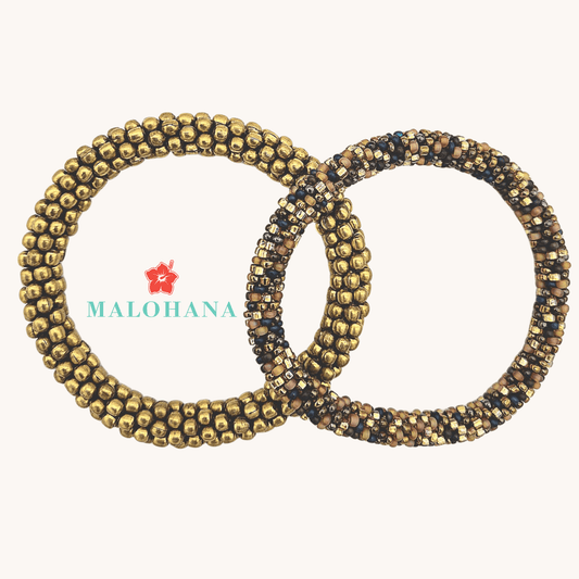 Nepalesisches Armband DUO – Gold, Braun & Schwarz