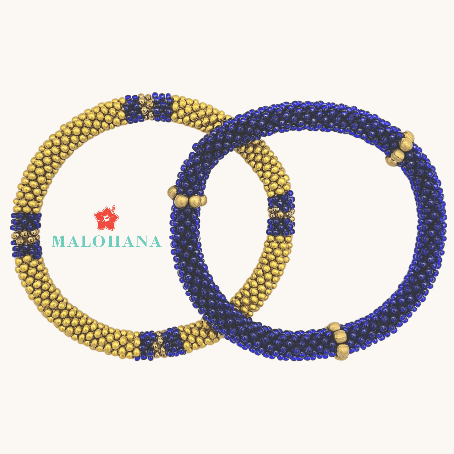 Nepalesisches Armband DUO – Blau & Gold