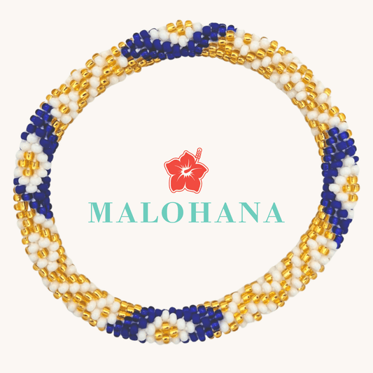 Nepalesisches Armband – Gold, Weiss, Blau