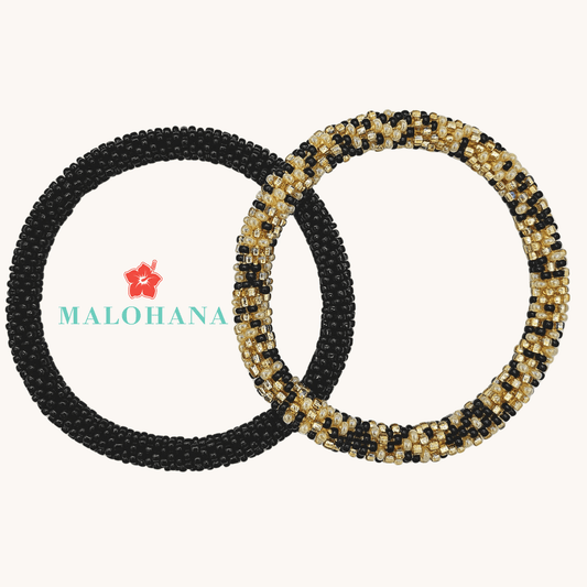 Nepalesisches Armband DUO – Schwarz & Gold