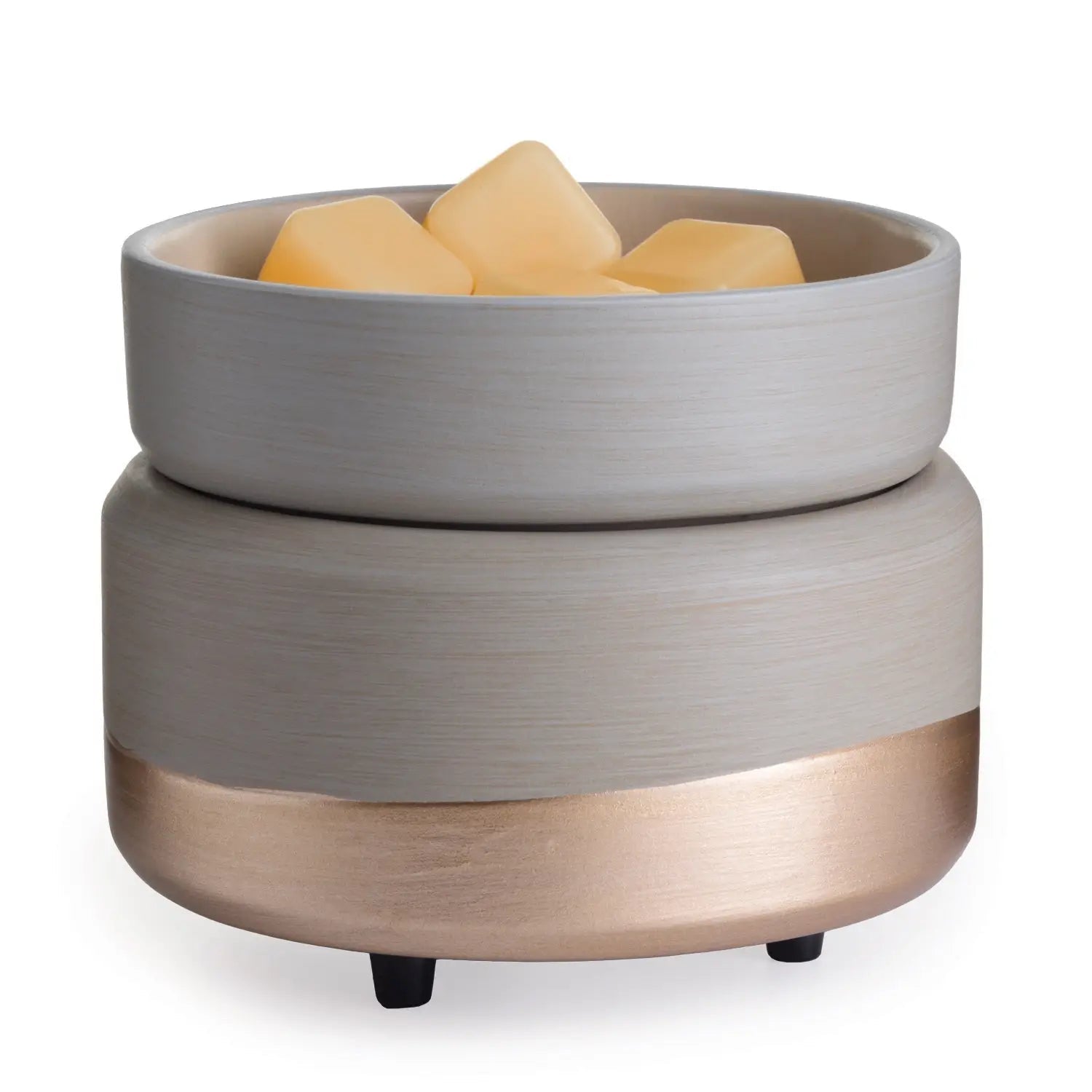 Duftlampe 2-in-1 für Duftmelts und Kerzen im Glas – Grau & Gold