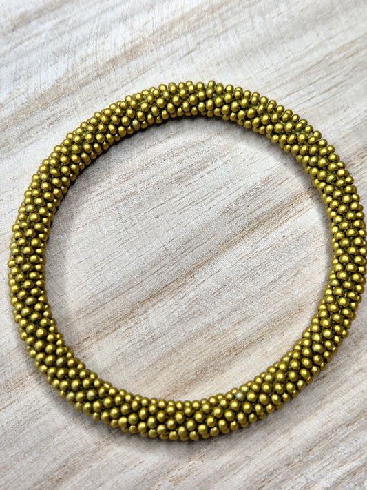 Nepalesisches Armband in Gold, traditionell gefertigt, Unikat für Achtsamkeit und Dankbarkeit, Malohana