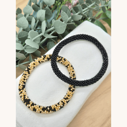 Nepalesisches Armband DUO – Schwarz & Gold