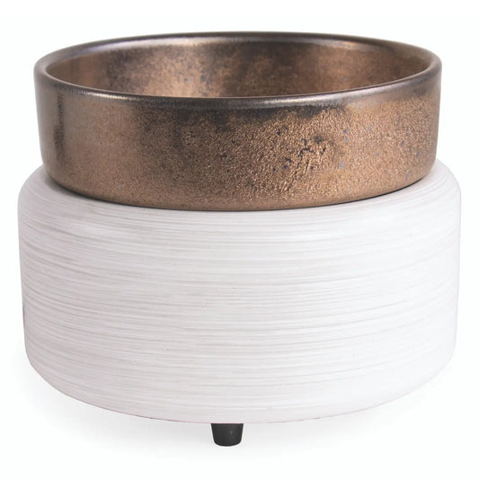 2-in-1 Duftlampe für Wax Melts & Kerzen in Weiß - Bronze