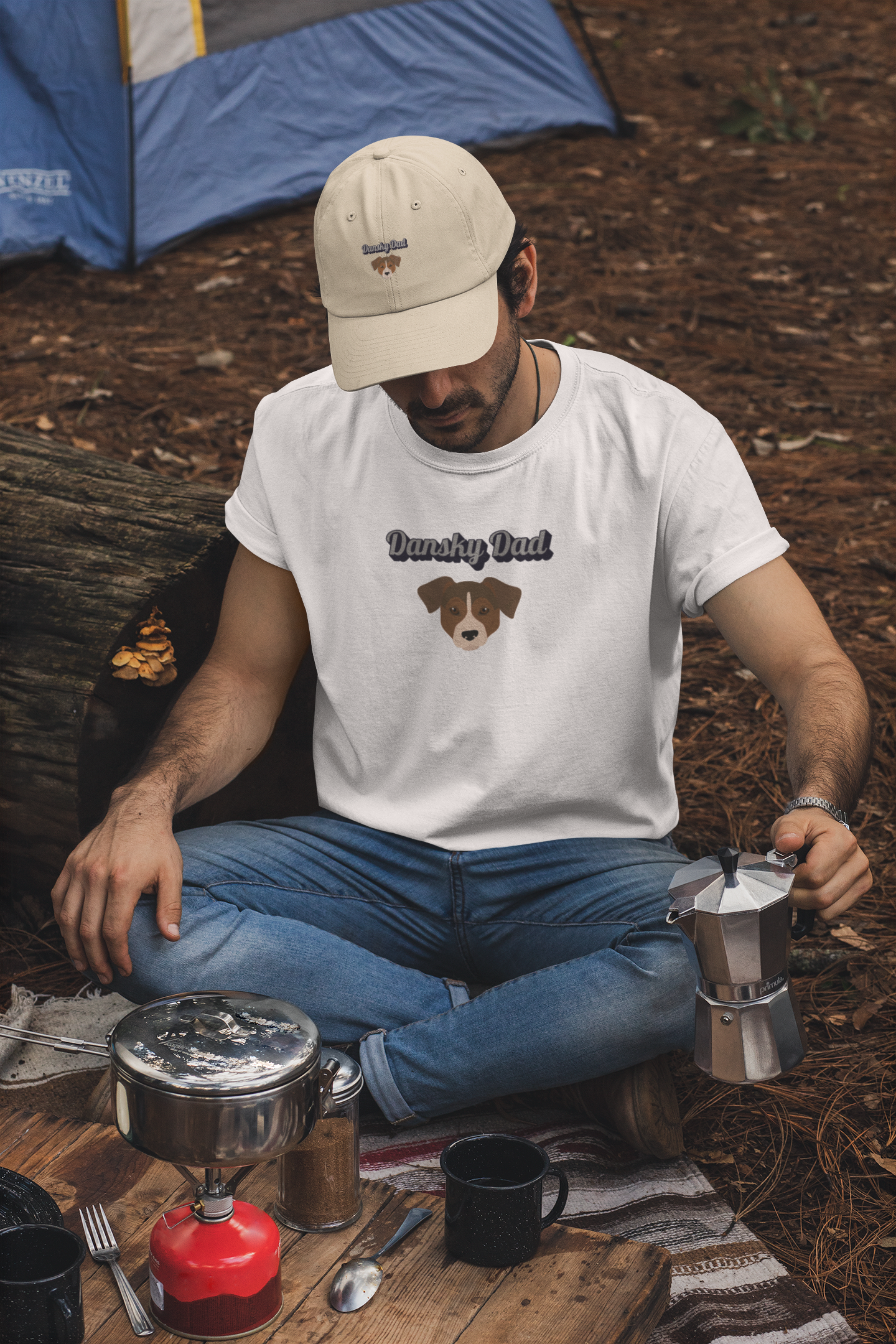 Mann mit Junge im Dansky Dad T-Shirt, Stolz auf den Hund, Familienliebe, Malohana
