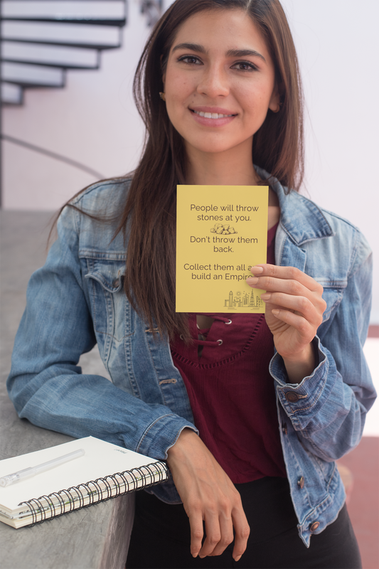 Motivationsposter „Throw Stones / Build an Empire“, A4, modernes Digitalbild, Malohana