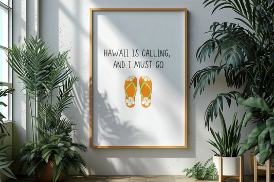 Wandbild „Hawaii is calling“, tropische Pflanzen, Fernweh & Reiselust, Malohana