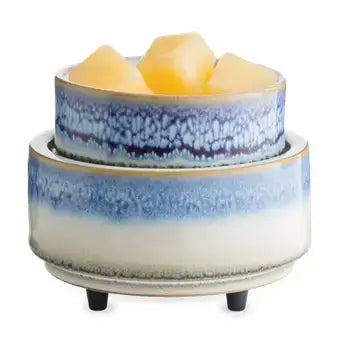 2-in-1 Duftlampe für Wax Melts & Kerzen in Blau - Weiß
