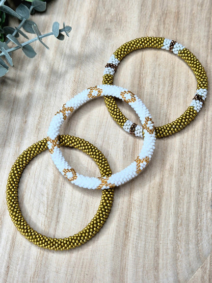 Nepalesisches Armband – Gold/Weiss - Malohana