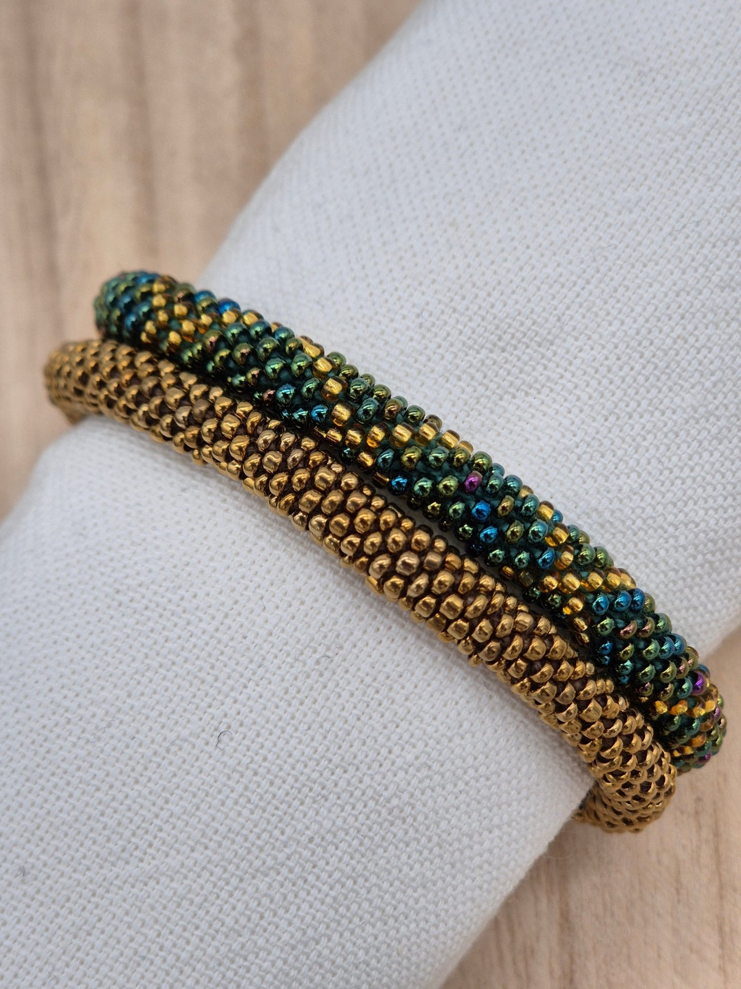 Nepalesisches Armband – Gruen/Blau/Gold - Malohana