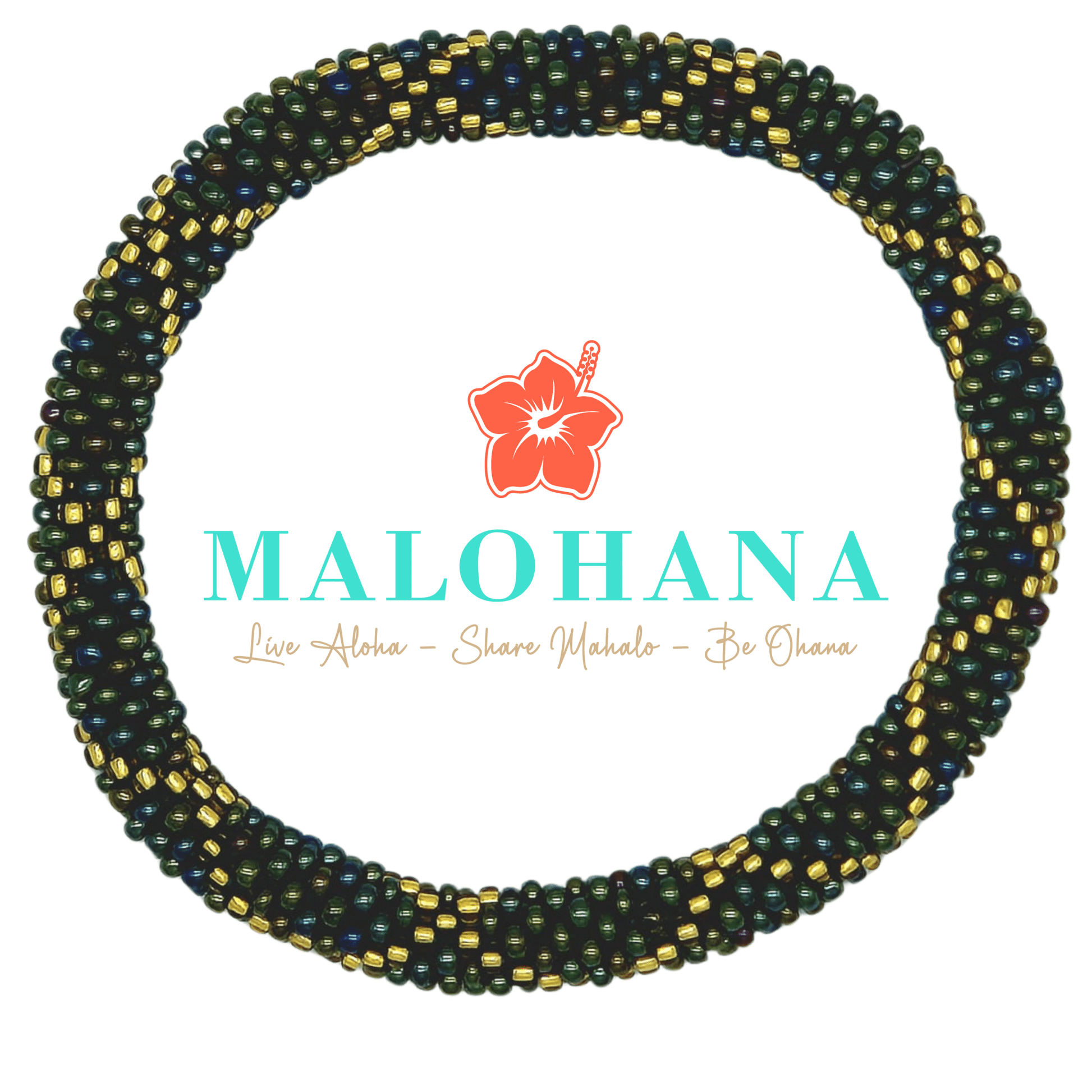 Nepalesisches Armband – Gruen/Blau/Gold - Malohana