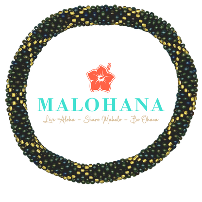 Nepalesisches Armband – Gruen/Blau/Gold - Malohana