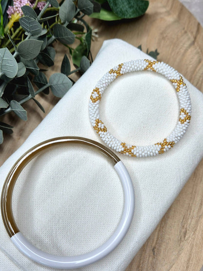 Nepalesisches Armband – Weisses Bueffelhorn - Malohana